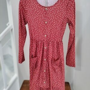 Polka Dot Midi Dress - Red